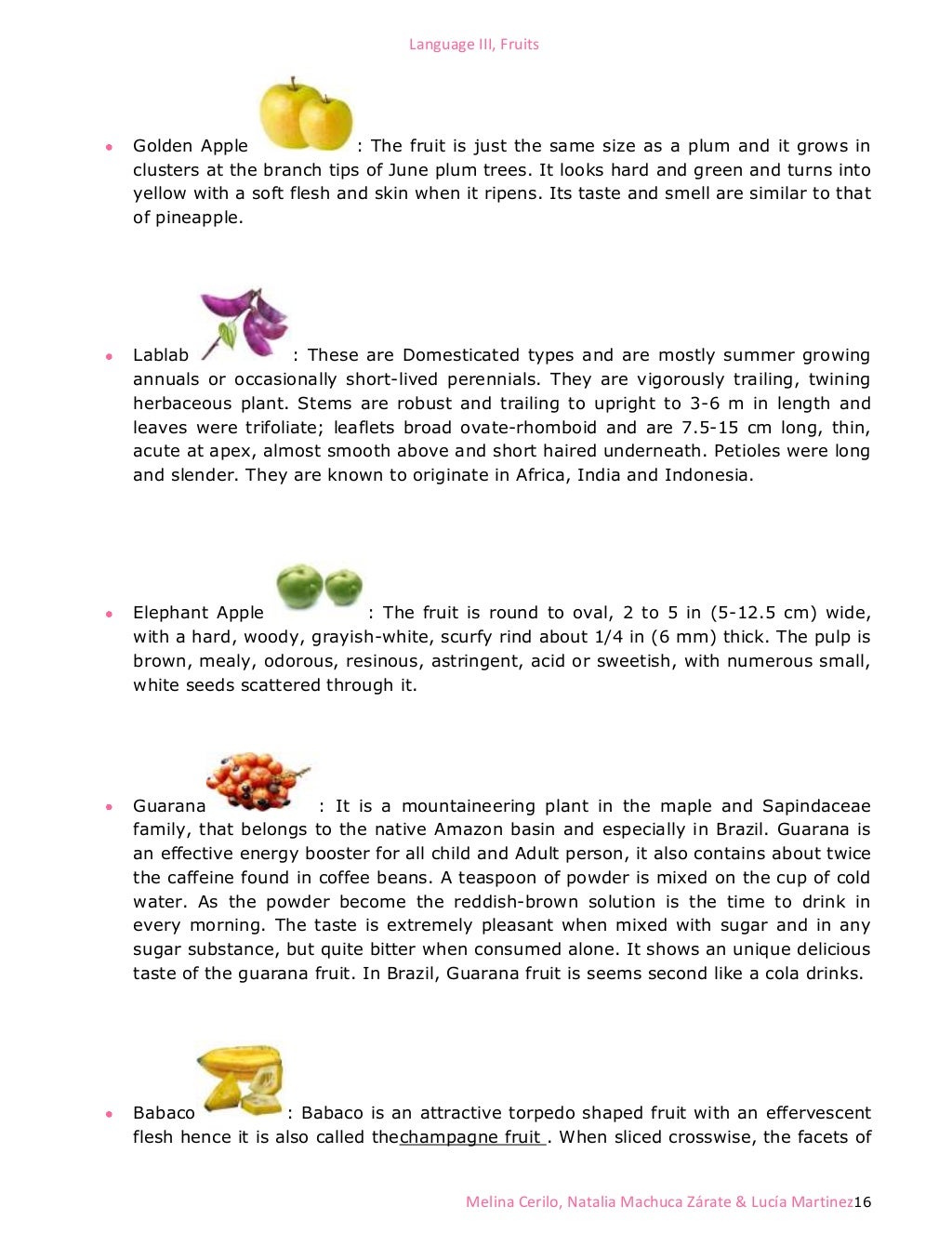 Classification of fruits