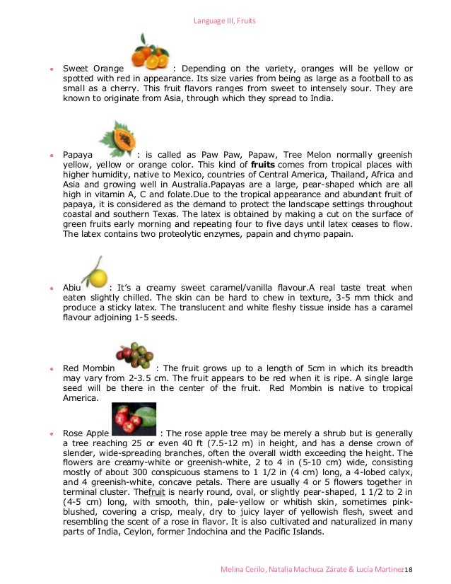 Classification of fruits