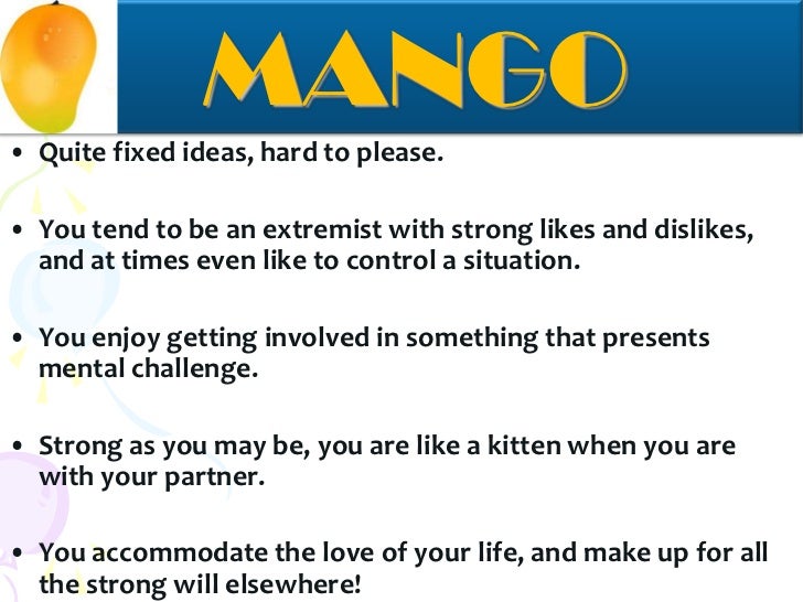 Fruits andpersonalities