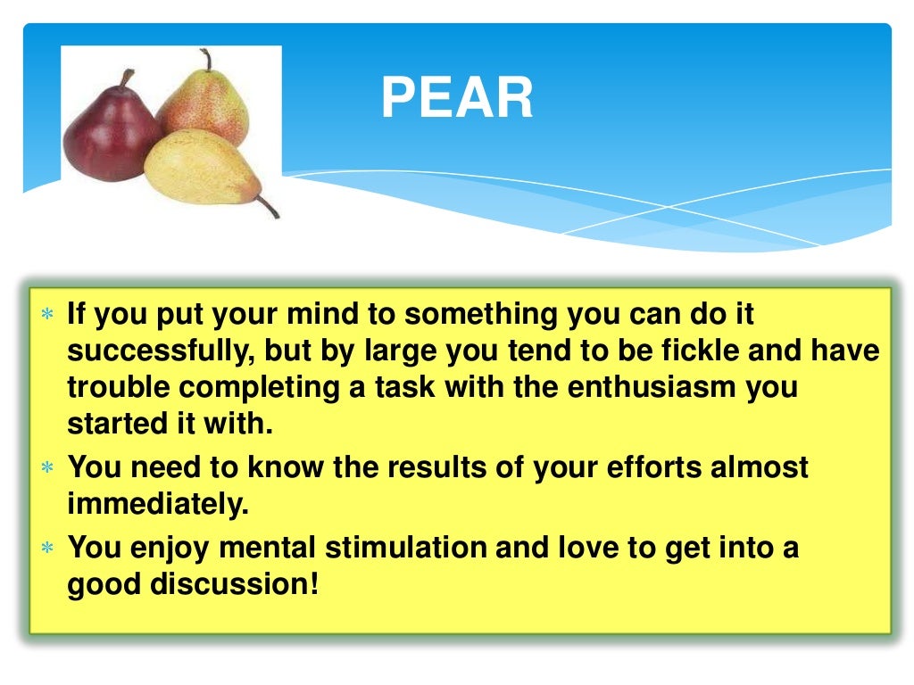 Fruits and Personalities