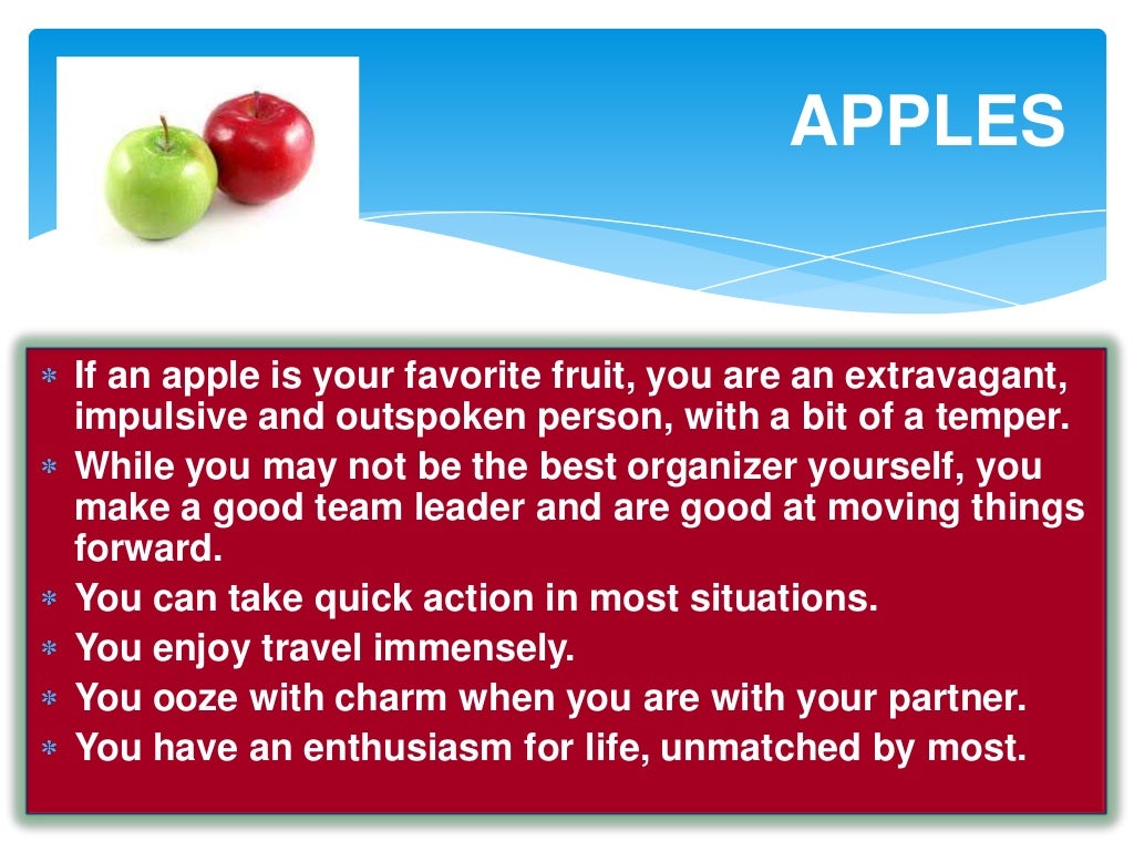 Fruits and Personalities