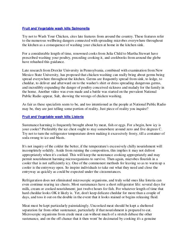 Fruit and Vegetable wash kills Salmonella