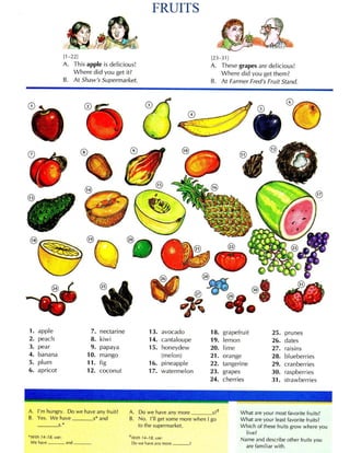 Fruits and vegetables