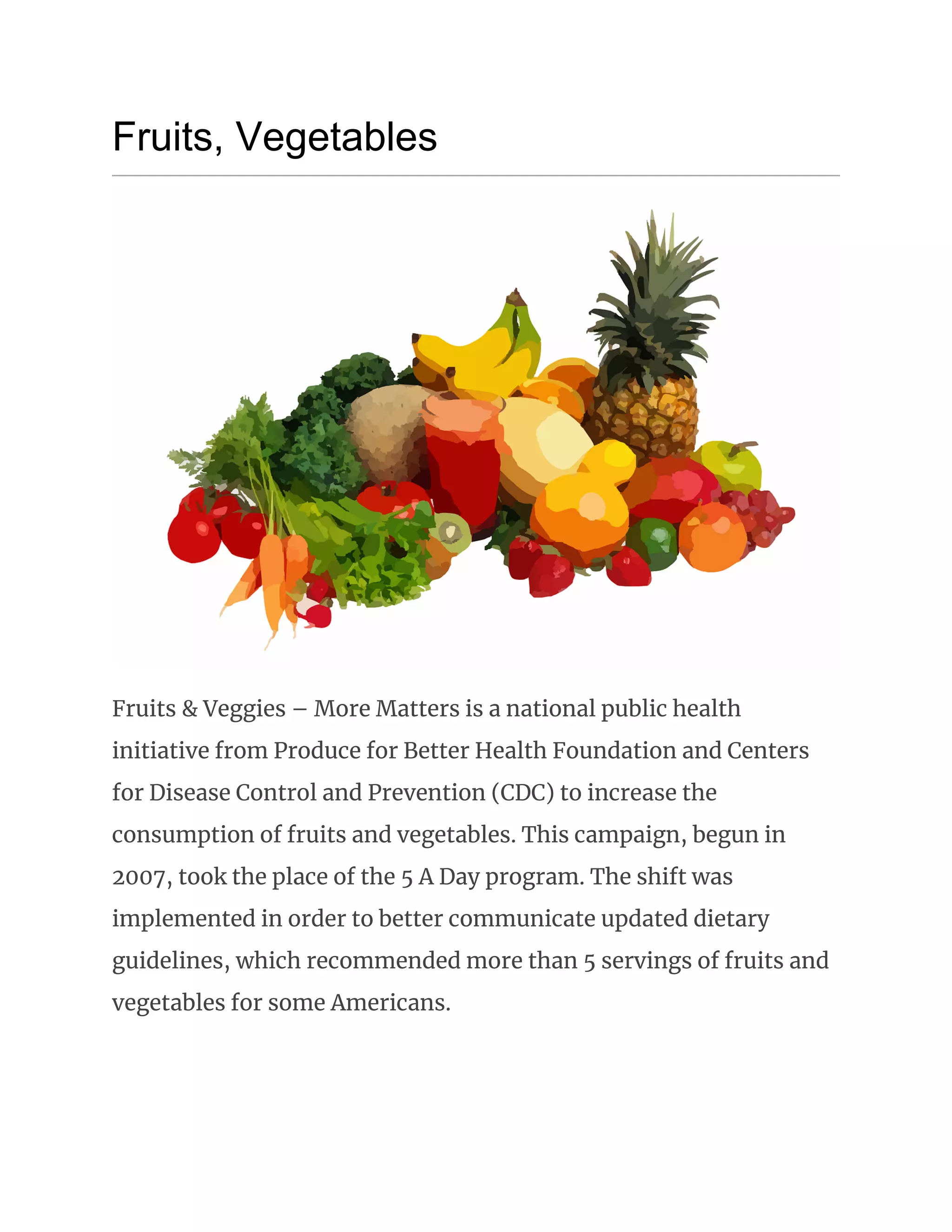 Fruits, vegetables PDF
