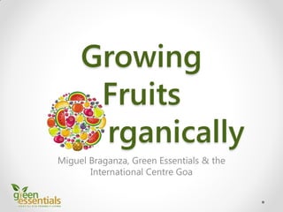 Growing
Fruits
rganically
Miguel Braganza, Green Essentials & the
International Centre Goa
 