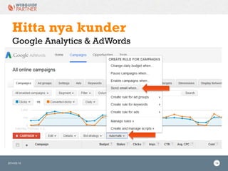 2014-03-12 14
Hitta nya kunder
Google Analytics & AdWords
 