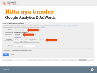 2014-03-12 15
Hitta nya kunder
Google Analytics & AdWords
 
