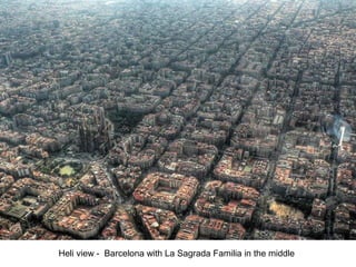 Heli view - Barcelona with La Sagrada Familia in the middle
 