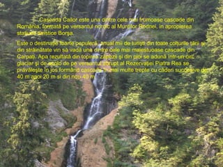 Cascada Cailor este una dintre cele mai frumoase cascade din România, formată pe versantul nordic al Munţilor Rodnei, in apropierea statiunii turistice Borşa.  Este o destinaţie foarte populară, anual mii de turişti din toate colţurile ţării şi din străinătate vin să vadă una dintre cele mai maiestuoase cascade din Carpaţi. Apa rezultată din topirea zăpezii şi din ploi se adună într-un circ glaciar şi de acolo de pe versantul abrupt al Rezervaţiei Piatra Rea se prăvăleşte în jos formând cascada în mai multe trepte cu căderi succesive de 40 m apoi 20 m si din nou 40 m. 
