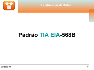 Fundamentos de Redes




             Padrão TIA EIA-568B




Unidade 04                                 9
 