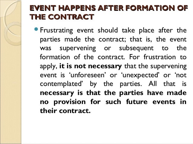 discharge of contract by frustration Application of act 1 (1) subject to subsection (2), this act applies to every contract (a) from which the parties to it are discharged by reason of the application of. discharge of contract by frustration Application of act 1 (1) subject to subsection (2), this act applies to every contract (a) from which the parties to it are discharged by reason of the application of.