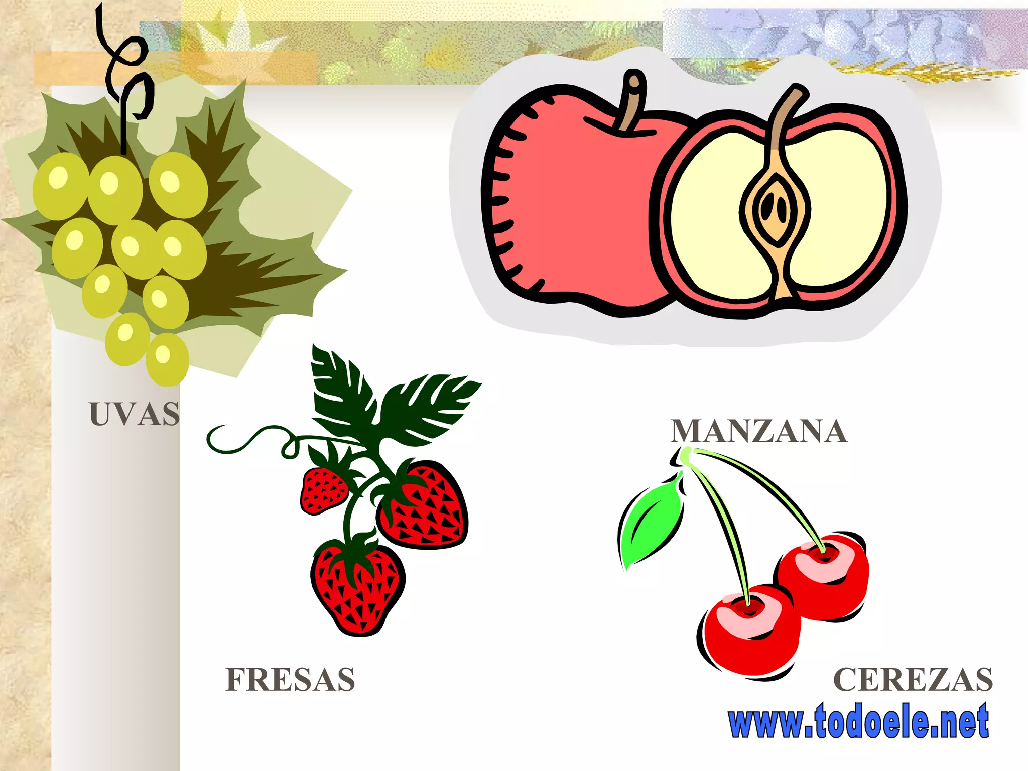 UVAS MANZANA FRESAS CEREZAS