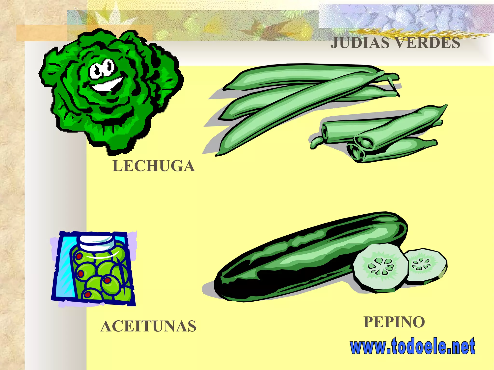 JUDIAS VERDES PEPINO ACEITUNAS LECHUGA