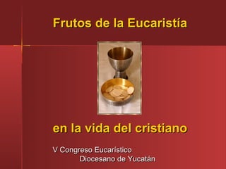 Frutos de la EucaristíaFrutos de la Eucaristía
en la vida del cristianoen la vida del cristiano
V Congreso EucarísticoV Congreso Eucarístico
Diocesano de YucatánDiocesano de Yucatán
 
