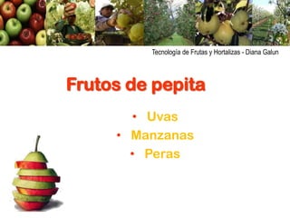 Tecnología de Frutas y Hortalizas - Diana Galun

Frutos de pepita
• Uvas
• Manzanas
• Peras

 