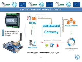 Eléments de la solution : Industrie connectée 4.0
Communication via le
protocole industriel
Modbus
30
Technologie de connectivité : Wi-Fi, 4G
 