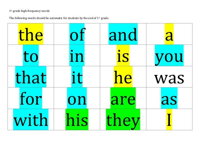 1st grade flash cards