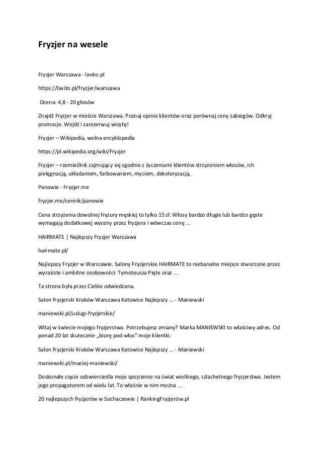 Fryzjer Na Wesele