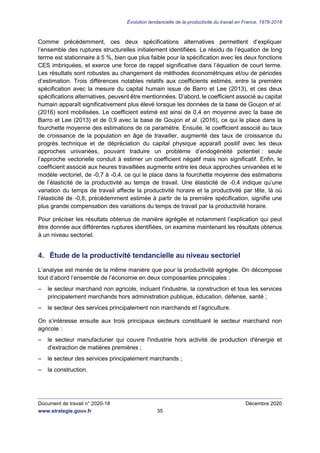 Document de travail - Évolution tendancielle de la productivité du travail en France, 1976-2018