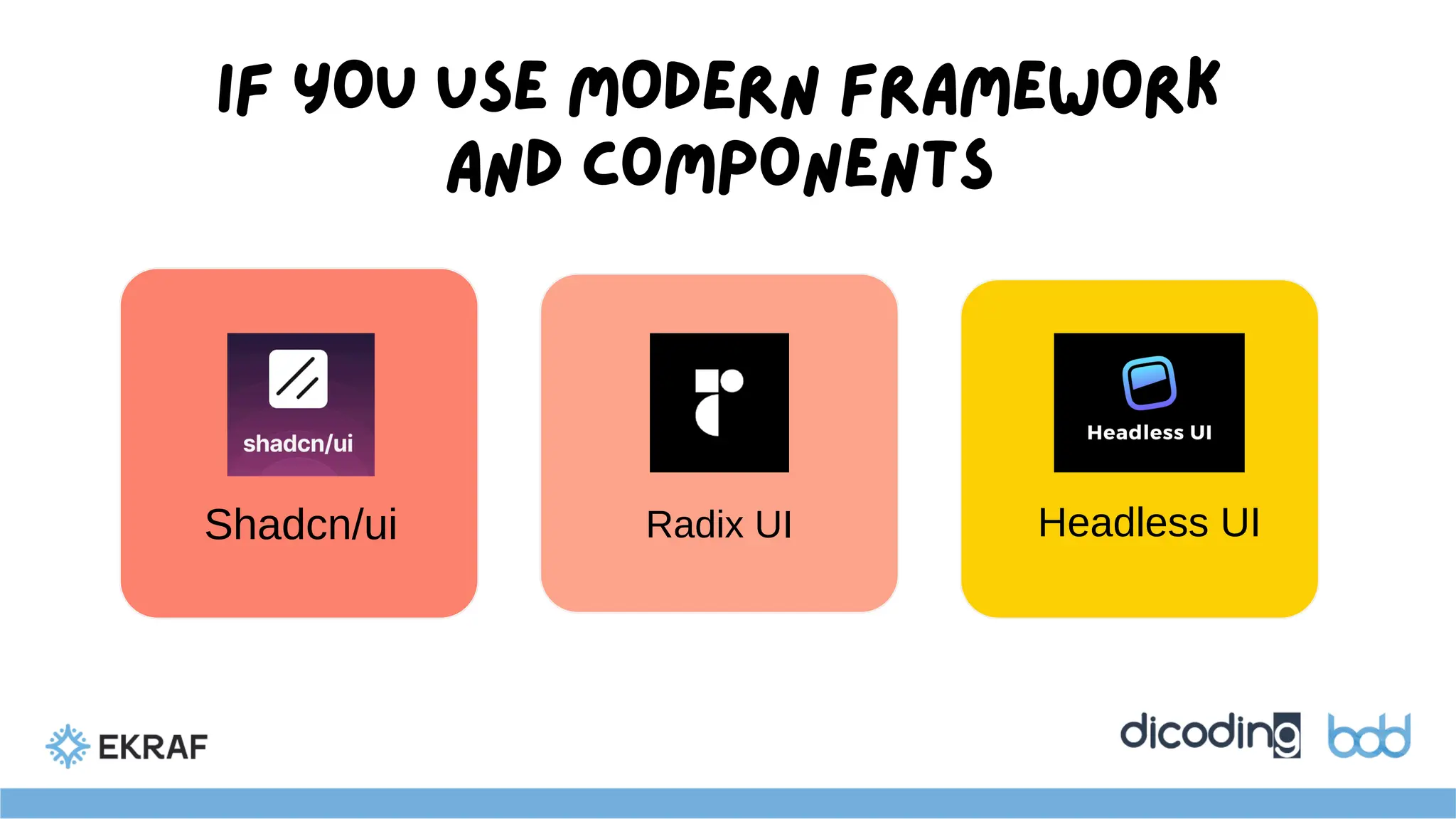 IF YOU USE MODERN FRAMEWORK
AND COMPONENTS
Shadcn/ui Radix UI Headless UI
 