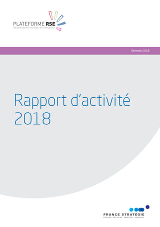 Rapport d’activité
2018
Décembre 2018
PLATEFORME RSE
Responsabilité sociétale des entreprises
 