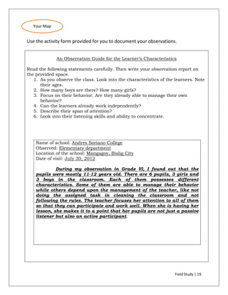 Field Study Observation Key FS 1 Episodes 1-6 plus attachments | DOCX