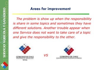 Areas for improvement The problem is show up when the responsibility is share in some topics and sometimes they have different solutions. Another trouble appear when one Service does not want to take care of a topic and give the responsibility to the other. VS  