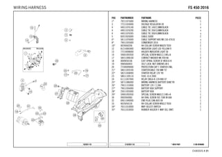 X ON DEMAND* NEW PARTC162501110
CHASSIS # 2211
POS PARTNUMBER PARTNAME PIECE
1* 79211075000 WIRING HARNESS 1
3 77211034000 VOLTAGE REGULATOR 09 1
4 44011076140 CABLE TIE 140/2,5MM BLACK x
4 44011076200 CABLE TIE 200/3,6MM BLACK x
4 44011076305 CABLE TIE 300/4,8MM BLACK x
5 83013026000 CABLE GUIDE 2
6* 58111076000 CABLE SUPPORT KHS NR.150-47610 x
8* 79011035000 CONDENSER 2016 1
10* 0024060206 HH COLLAR SCREW M6X20 TX30 2
12 81214083000 INDICATOR LIGHT LED YELLOW FI 1
13 77214098000 HOLDER INDICATOR LIGHT SX 1
14 59001092050 SPECIAL SCREW M6X12,5 WS=8 1
17 58411098100 CONTACT WASHER M6 VSV-K6 3
18 0009050106 EJOT SPIRAL SCREW SF M5X10-K 1
19 0985060003 SELF LOCK. NUT DIN0985-M 6 1
20 77240099000 PROTECTION CAP F. STARTER ENG. 1
21* 58411059100 STARTERCABLE 700 MM '97 2
22* 58211058000 STARTER RELAY 12V '99 1
23 58011109110 FUSE 10 A 2000 2
24 61111057000 RELAY CM1A-R-12V-H80 07 1
25* 58711086000 WIRING HARNESS BATTERY DUKE'99 1
26* 79011153000 BATTERY 12V / 2,2AH 1
27* 79011056000 BATTERY BOX SUPPORT 1
28* 25011055000 BATTERY BOX 1
29* 59001092050 SPECIAL SCREW M6X12,5 WS=8 1
30 0902060083 AH OVAL SCREW ISO 7380 M 6X8 2
32 69011040000 END PLUG CAN-BUS 08 1
33 0025050126 HH COLLAR SCREW M5X12 TX30 2
34* 76511010000 MAP-SELECT-SWITCH 1
35* 76511010050 RUBBER HOLDER F. MAP-SEL-SWIT. 1
162501110
FFSS 445500 22001166WIRING HARNESS
 