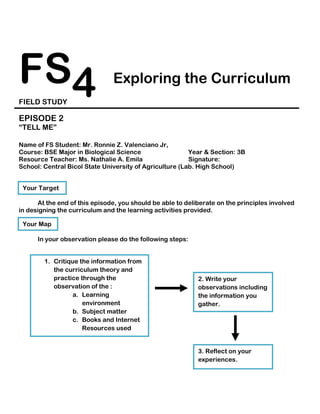 field study 4 exploring the curriculum episode 4 answer