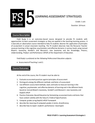 Fs 5 learning assessment