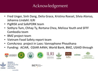 Food safety and antimicrobial resistance research:  a One Health perspective