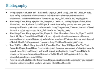 Food safety and antimicrobial resistance research:  a One Health perspective