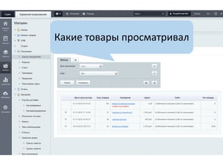 Какие товары просматривал
 