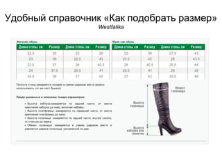 Удобный справочник «Как подобрать размер»
Westfalika
 