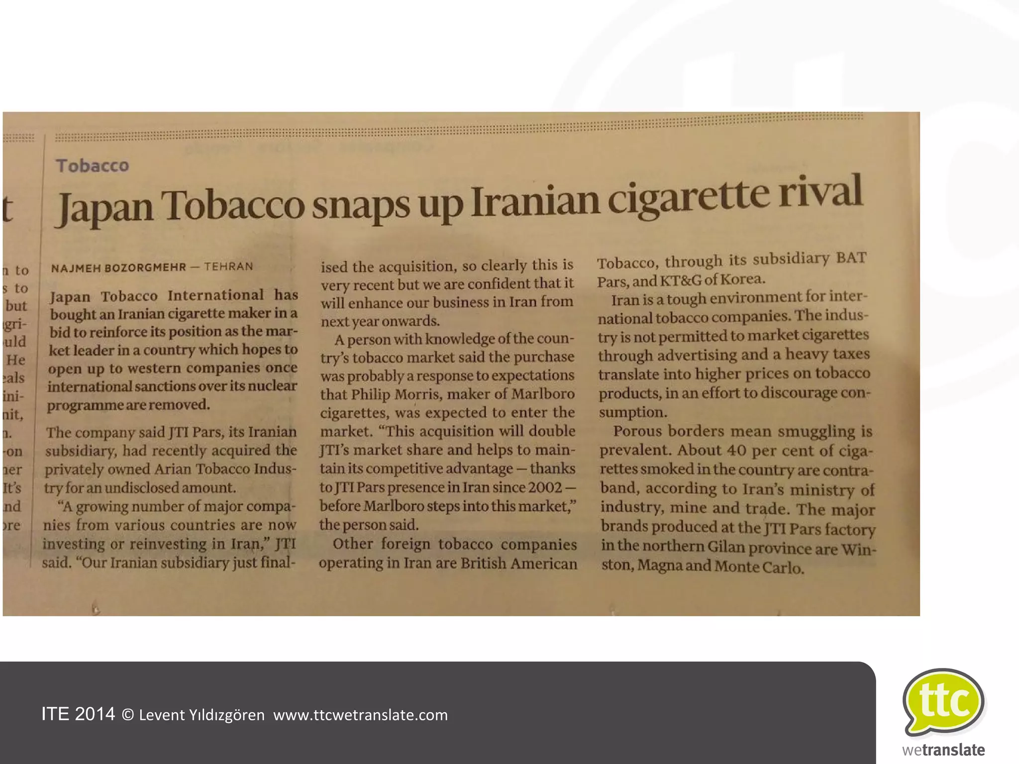 ITE 2014 © Levent Yıldızgören www.ttcwetranslate.com
 