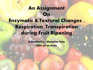 An Assignment
On
Enzymatic & Textural Changes ,
Respiration ,Transpiration
during Fruit Ripening
 