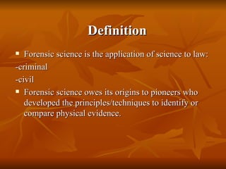 Comparison Forensics Definition Fs Ch 1 | PPT