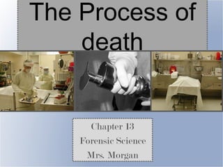 The Process of
    death


      Chapter 13
    Forensic Science
     Mrs. Morgan
 