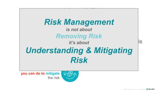 ©2008–18 New Relic, Inc. All rights reserved
Living with Risk
Knowing what your
risk is
Knowing how much
risk is acceptable
Knowing what
you can do to mitigate
the risk
Risk Management is
at the heart of
building highly
available systems
Risk Management
is not about
Removing Risk
it’s about
Understanding & Mitigating
Risk
 