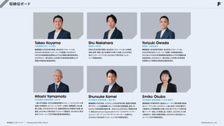 取締役ボード
代表取締役社長 | 小山 剛生
TakeoKoyama 取締役 | 中原 秀
ShuNakahara 取締役 | 大和田 順之
YoriyukiOwada
慶應義塾大学法学部卒業後、
株式会社リクルート入社。
2004年に株式会社フェローシップを創業。
2021年より
HSK日本実施委員会委員およびHSK就職支援室室長就任。
2025年より一般社団法人日本青少年育成協会理事および
国際交流委員会委員長就任。
京都大学法学部卒業後、
株式会社リクルート入社。
HR領域
全般
（採用・教育・独立支援等の分野）
に従事。
2022年株式
会社フェローシップ入社。
2024年より株式会社フェロー
シップ取締役就任。
慶應義塾大学法学部卒業後、
株式会社リクルート入社。
2004年株式会社フェローシップ創業、
代表取締役就任。
2021年よりHSK日本実施委員会委員およびHSK就職支援
室室長就任。
2025年より一般社団法人日本青少年育成協
会理事および国際交流委員会委員長就任。
社外取締役・監査等委員 | 山本 均
HitoshiYamamoto ShunsukeKamei
社外取締役・監査等委員 | 亀井 俊介
EmikoOkubo
社外取締役・監査等委員 | 大久保 恵美子
一橋大学卒業後、
㈱日本長期信用銀行入行。
ノースウェスタン大学
経営大学院留学。
ロンドン、
シンガポール駐在、
国際業務、
M&A業
務に従事。
1999年㈱JSP入社、
経理財務担当の常務執行役員、
監
査役。
2022年より株式会社フェロシップ監査役、
2023年より株式
会社フェローシップ社外取締役監査等委員就任。
慶應義塾大学法学部、
メルボルン大学法学部卒業。
国際法律事務
所やグローバル金融機関において30年強の実務経験。
直近、
米
PayPal 内部管理統括責任者 、
米Remitlyの日本法人取締役を経
て、
現在はAmerican Expressのジャパン・エグゼクティブ・チー
ムメンバー
（チーフ・コンプライアンス・オフィサー）
を務める。
2024年より株式会社フェローシップ社外取締役就任。
慶應義塾大学商学部卒。
監査法人トーマツ
（現有限責任監査
法人トーマツ入社）
。
メルボルン、
上海に駐在、
日系企業向け
の監査および税務業務に従事。
2006年にデロイト中国の税
務パートナー就任。
EY税理士法人を経て、
2023年に大久保
公認会計士・税理士事務所開設。
2025年より株式会社フェ
ローシップ社外取締役就任。


株式会社フェローシップ Company Deck 2026 Ver1.0 ©Fellowship Co., Ltd.
 