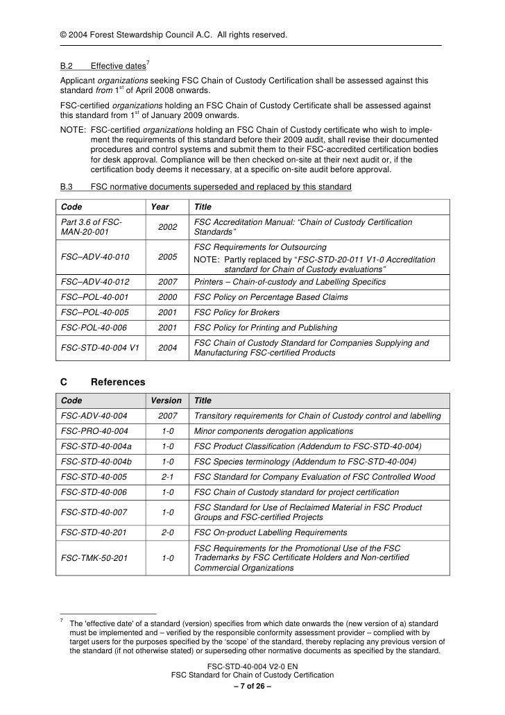 Fsc std 40_004_v2_0_en_standard_for_co_c_certification_2008_01regole