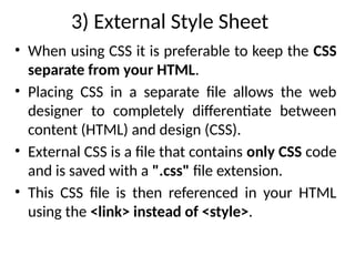 Full Stack Development-CSS((Introduction to CSS) | PPTX