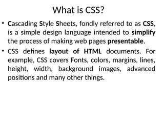 Full Stack Development-CSS((Introduction to CSS) | PPTX