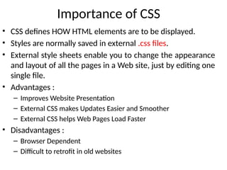 Full Stack Development-CSS((Introduction to CSS) | PPTX