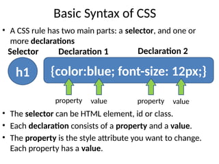 Full Stack Development-CSS((Introduction to CSS) | PPTX