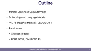 Full Stack Deep Learning - UC Berkeley Spring 2021
Outline
• Transfer Learning in Computer Vision

• Embeddings and Langua...