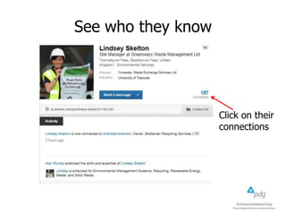 See who they know

Click on their
connections

 