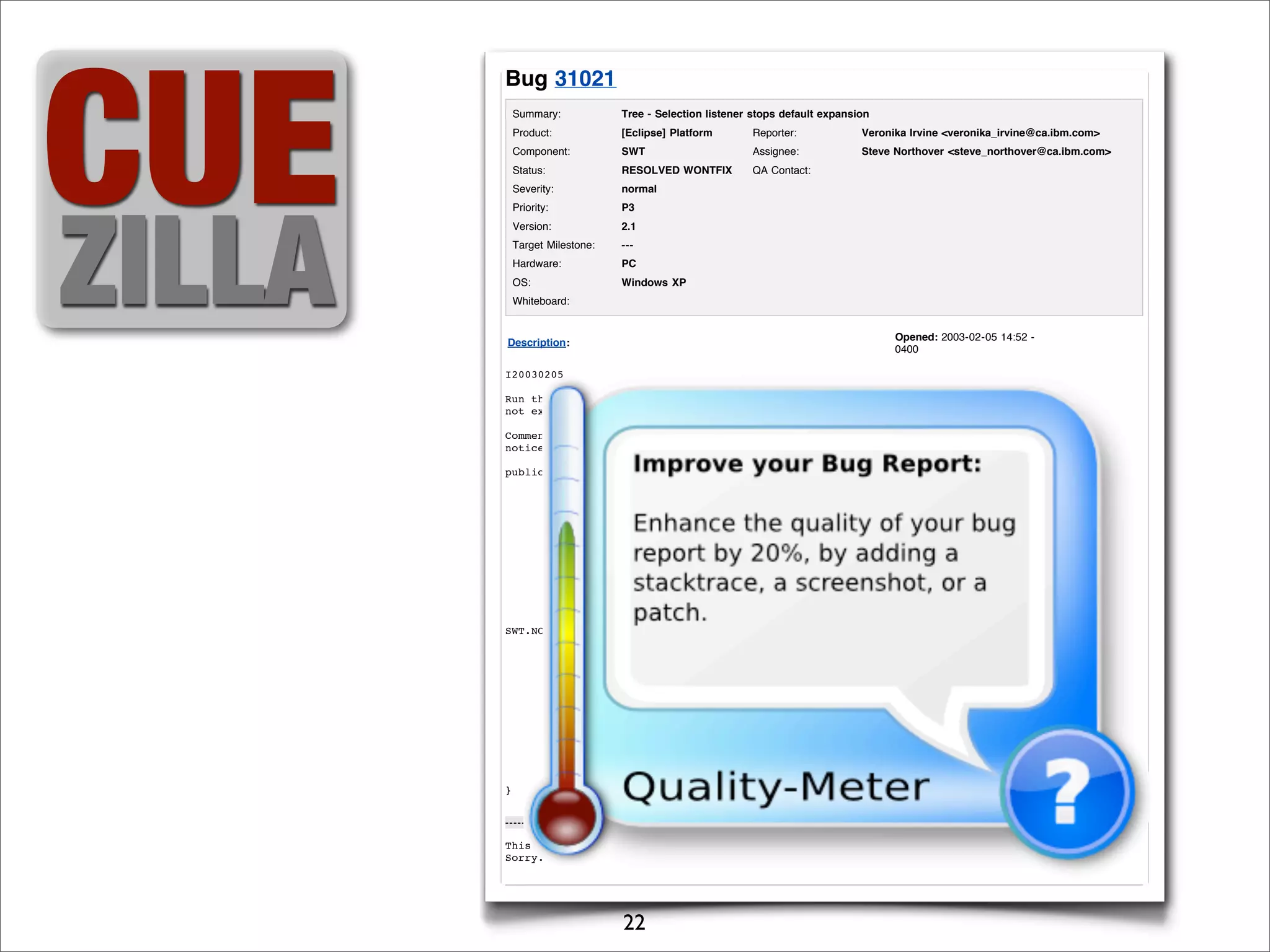 What makes a good bug report?