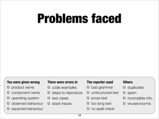 What makes a good bug report?