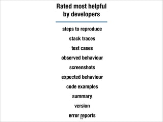 What makes a good bug report?